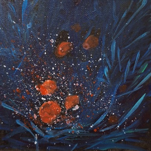 Korallbogyók,akrilfestmény - Meska.hu