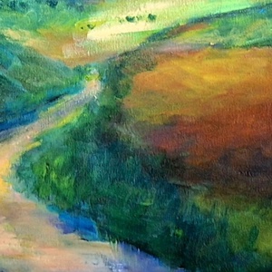 Hegyek között, 50x60 cm,akril festmény  - művészet - festmény - akril - Meska.hu