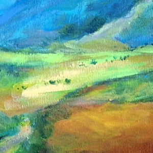 Hegyek között, 50x60 cm,akril festmény  - művészet - festmény - akril - Meska.hu