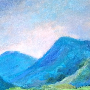 Hegyek között, 50x60 cm,akril festmény  - művészet - festmény - akril - Meska.hu