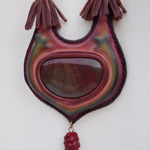 Enigma amulett bőr nyaklánc Dél- Afrikai jáspissal -  - Meska.hu