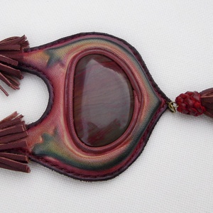 Enigma amulett bőr nyaklánc Dél- Afrikai jáspissal -  - Meska.hu