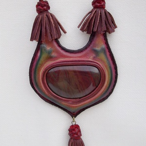 Enigma amulett bőr nyaklánc Dél- Afrikai jáspissal -  - Meska.hu