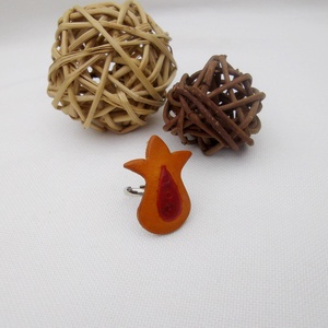 Tulipános bőr gyűrű (sárga), Ékszer, Gyűrű, Figurális gyűrű, Bőrművesség, Ékszerkészítés, MESKA