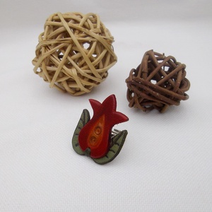 Leveles - tulipános bőr gyűrű (bordó), Ékszer, Gyűrű, Figurális gyűrű, Bőrművesség, Ékszerkészítés, MESKA