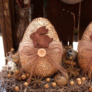 Húsvéti asztaldísz 2 nyuszis tojással - otthon & életmód - dekoráció - asztal és polc dekoráció - asztaldísz - Meska.hu