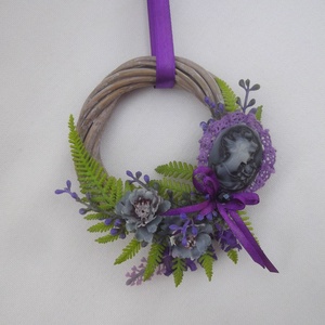 Mini koszorú, mini kopogtató, Kámeás koszorú, bútordísz - Meska.hu