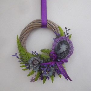 Mini koszorú, mini kopogtató, Kámeás koszorú, bútordísz - otthon & életmód - dekoráció - ajtó- és ablak dekoráció - ajtódísz & kopogtató - Meska.hu