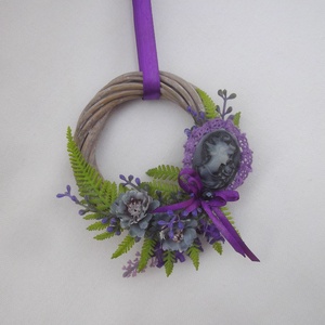 Mini koszorú, mini kopogtató, Kámeás koszorú, bútordísz - otthon & életmód - dekoráció - ajtó- és ablak dekoráció - ajtódísz & kopogtató - Meska.hu