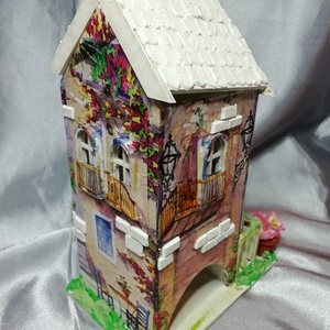 Teafilter tartó házikó, Otthon & Életmód, Dekoráció, Asztal és polc dekoráció, Díszdoboz, Decoupage, transzfer és szalvétatechnika, Festett tárgyak, MESKA