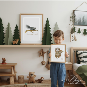 Személyre szabható gyerekszoba falikép - Lajhár illusztrációval - baba - mama - babaszoba dekoráció - babaposzter - Meska.hu