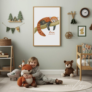 Személyre szabható gyerekszoba falikép - Róka illusztrációval, Baba - mama, Babaszoba dekoráció, Babaposzter, Fotó, grafika, rajz, illusztráció, MESKA