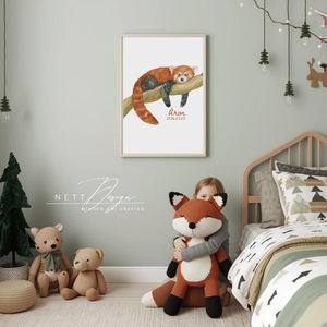 Személyre szabható gyerekszoba falikép - Róka illusztrációval - baba - mama - babaszoba dekoráció - babaposzter - Meska.hu