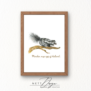 Személyre szabható gyerekszoba falikép - Borz illusztrációval - baba - mama - babaszoba dekoráció - babaposzter - Meska.hu