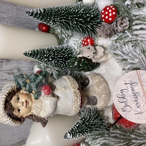Adventi koszorú aranyos kislánnyal, mókussal - karácsony - adventi díszek - adventi koszorú - Meska.hu