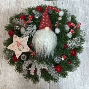 Ajtódísz világító manó 31 cm - karácsony - karácsonyi lakásdekoráció - karácsonyi ajtódíszek - Meska.hu