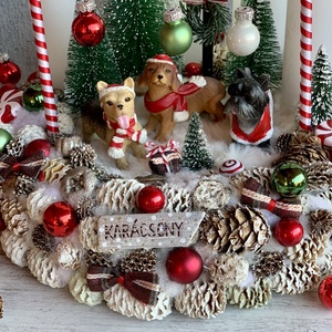 Adventi koszorú kutya karácsony  világítós - karácsony - adventi díszek - adventi koszorú - Meska.hu