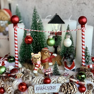 Adventi koszorú kutya karácsony  világítós - karácsony - adventi díszek - adventi koszorú - Meska.hu