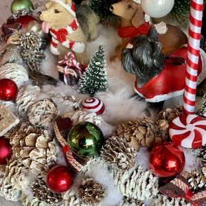 Adventi koszorú kutya karácsony  világítós - karácsony - adventi díszek - adventi koszorú - Meska.hu