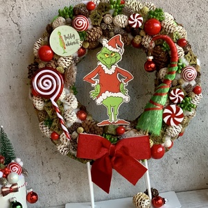 Boldog akármit Grincs kopogtató - karácsony - adventi díszek - adventi ajtódísz - Meska.hu