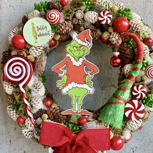 Boldog akármit Grincs kopogtató - karácsony - adventi díszek - adventi ajtódísz - Meska.hu