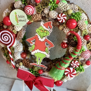 Boldog akármit Grincs kopogtató - karácsony - adventi díszek - adventi ajtódísz - Meska.hu