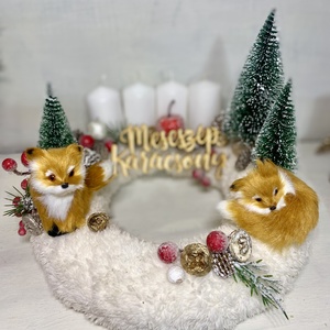 Meseszép karácsony rókás adventi koszorú - karácsony - adventi díszek - adventi koszorú - Meska.hu