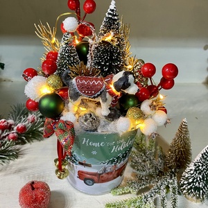 Kutyás asztaldísz bádog kaspóban led világítással - karácsony - adventi díszek - adventi asztaldísz - Meska.hu