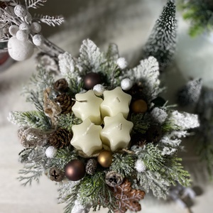 Adventi asztaldísz fonott alapban - karácsony - adventi díszek - adventi asztaldísz - Meska.hu