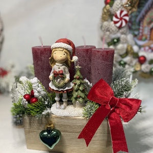 Adventi asztaldísz  figurával - karácsony - adventi díszek - adventi asztaldísz - Meska.hu