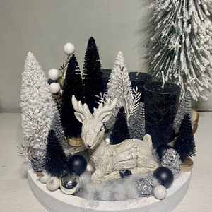 Adventi asztaldísz fa tálcán  - Meska.hu