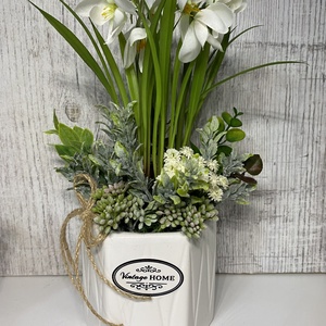 Hóvirágos asztaldísz kerámiakaspóban - Meska.hu