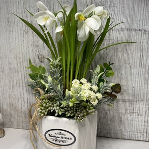 Hóvirágos asztaldísz kerámiakaspóban - otthon & életmód - dekoráció - Meska.hu