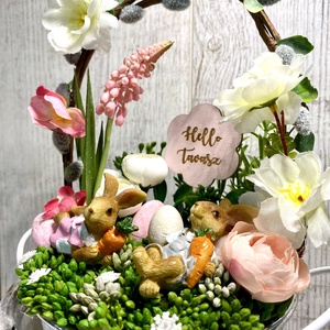  Húsvéti  asztaldísz barkaággal - ünnepi díszek, dekorációk - húsvéti díszek és dekorációk - húsvéti virágos díszek - Meska.hu