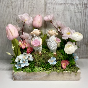  Húsvéti  asztaldísz szerelmes barikkal - ünnepi díszek, dekorációk - húsvéti díszek és dekorációk - húsvéti virágos díszek - Meska.hu