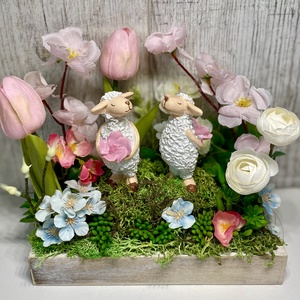  Húsvéti  asztaldísz szerelmes barikkal - ünnepi díszek, dekorációk - húsvéti díszek és dekorációk - húsvéti virágos díszek - Meska.hu