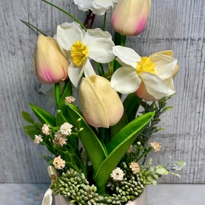 Tulipán és nárcisz kerámiakaspóban, , Mindenmás, MESKA