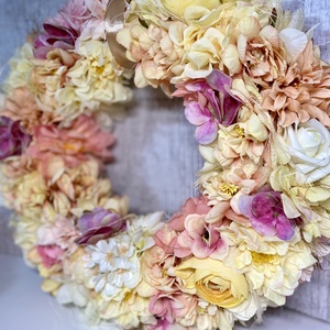 Hatalmas virágos kopogtató ajtódísz  - otthon & életmód - dekoráció - ajtó- és ablak dekoráció - ajtódísz & kopogtató - Meska.hu