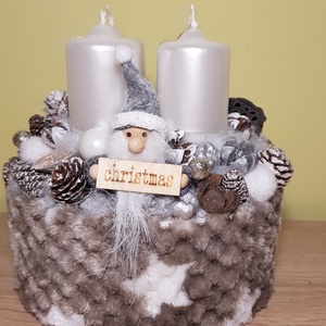 Adventi asztaldísz, Karácsony, Karácsonyi lakásdekoráció, Ünnepi asztaldekoráció, Virágkötés, MESKA