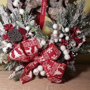 Karácsonyi masnis kopogtató - karácsony - adventi díszek - adventi ajtódísz - Meska.hu
