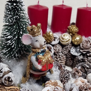 Adventi koszorú egérkirállyal - karácsony - adventi díszek - adventi asztaldísz - Meska.hu