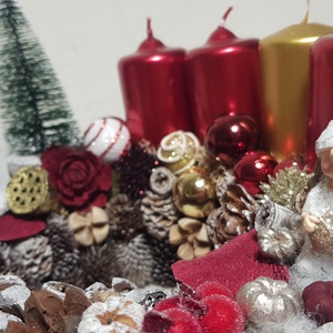 Adventi koszorú házikóval és manóval - karácsony - adventi díszek - adventi koszorú - Meska.hu