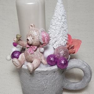 Macis asztaldísz bögrében gyertyával - karácsony - adventi díszek - adventi asztaldísz - Meska.hu