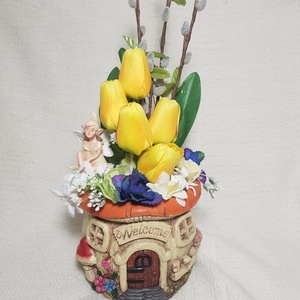 Tündéres tavaszi asztaldísz - otthon & életmód - virágdekoráció - virágdíszek - asztali virágdísz - Meska.hu