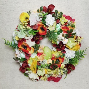 Húsvéti nyuszis kopogtató, Otthon & Életmód, Dekoráció, Ajtó- és ablak dekoráció, Ajtódísz & Kopogtató, Virágkötés, MESKA