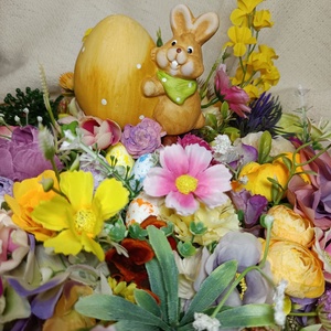 Kerek húsvéti asztaldísz - ünnepi díszek, dekorációk - húsvéti díszek és dekorációk - húsvéti virágos díszek - Meska.hu