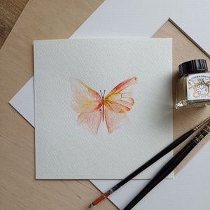 Papillon  Lumire de laube (limitált akvarell minikép, paszpartuval) - művészet - festmény - akvarell - Meska.hu