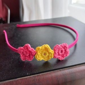 Hajpánt 3 horgolt virággal , Ruha & Divat, Hajdísz & Hajcsat, Hajráf & Hajpánt, , MESKA