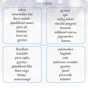 Téli dobble képekkel és szavakkal  - játék & sport - készségfejlesztő és logikai játék - logikai játékok - Meska.hu