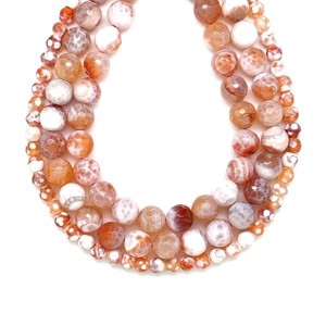 Achát tűz faz szin vil nar fehér golyó 10-11mm ékszerkészítő alapanyag (füzér), Kellékek & szerszámok, Ásvány alapanyag, Ásványfüzér, , MESKA